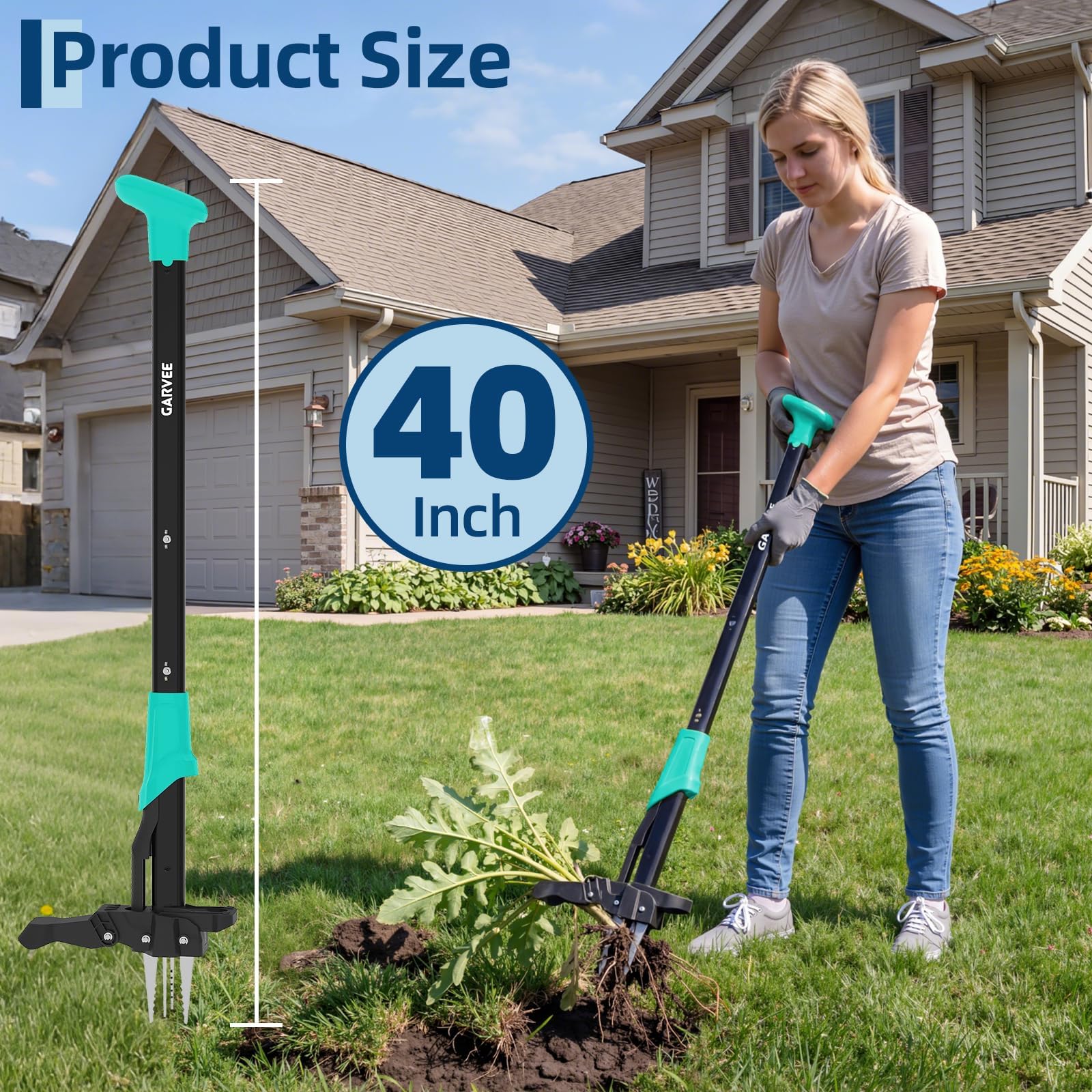 Gardening Tools Green - Removedor de Ervas Daninhas com Cabo