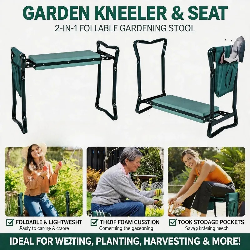 Banquinho Dobrável 2 em 1 para - Gardening Tools Kit For Sale avaliação e preço