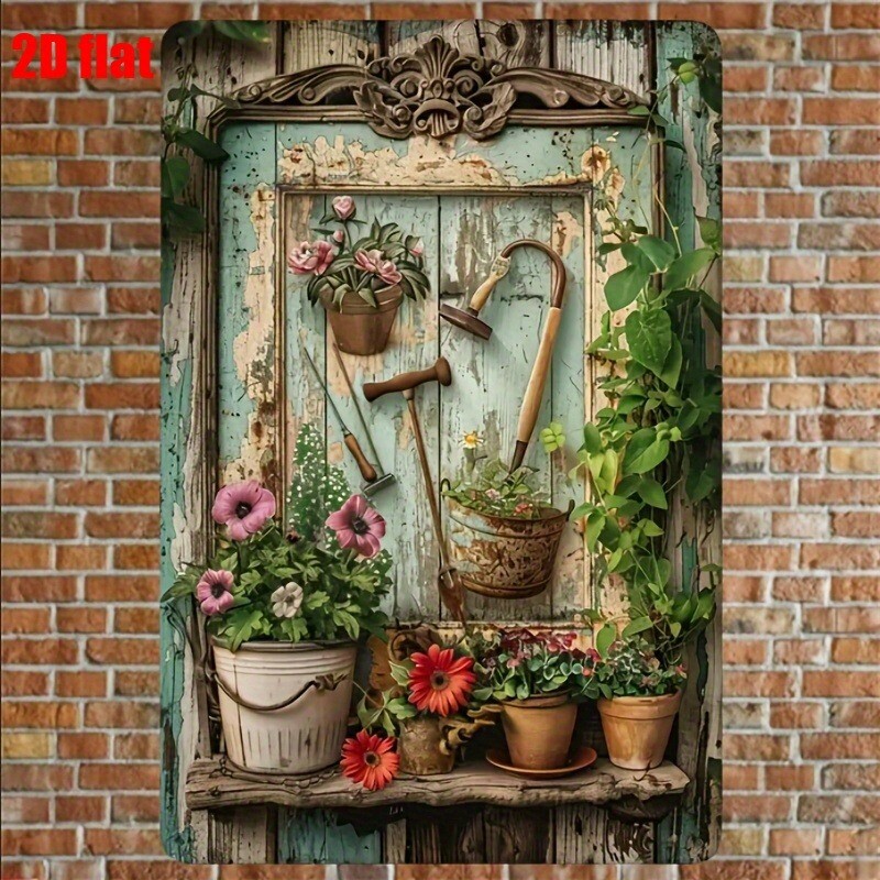 Placa de Metal Vintage Floral  - Gardening Tools Vintage avaliação e preço
