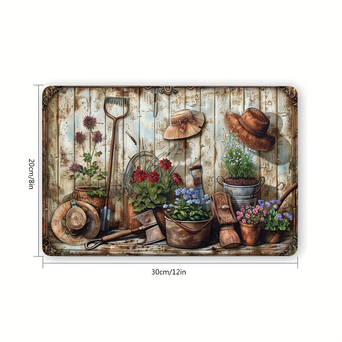 Placa Decorativa de Metal 2D P - Gardening Tools Vintage avaliação e preço